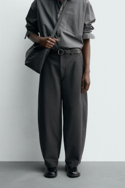 ZARA БРЮКИ BALLOON FIT, АНТРАЦИТОВО-СЕРЫЙ