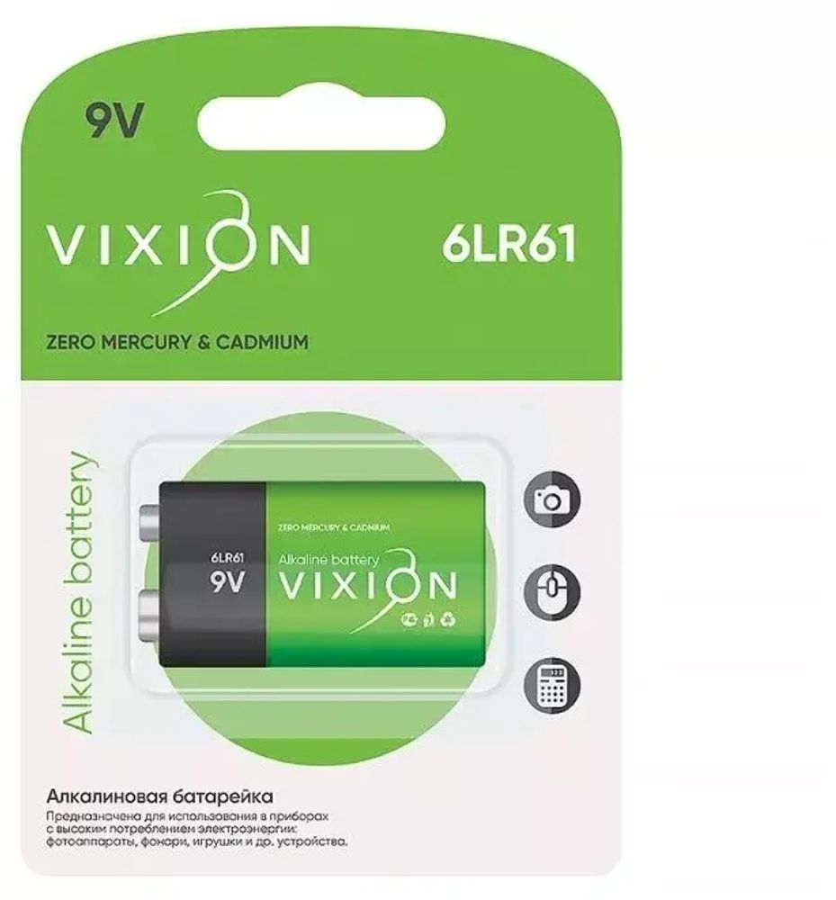Батарейки Vixion 9V, 6LR6, 11 шт
