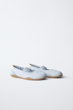 ZARA БАЛЕТКИ В СПОРТИВНОМ СТИЛЕ, СИНИЙ