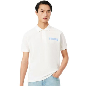 Мужское теннисное поло Lacoste Classic Fit Printed Petit Piqué - white