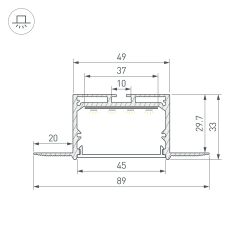 Профиль LINIA45-FANTOM-2000 ANOD (Arlight, Алюминий) 059412
