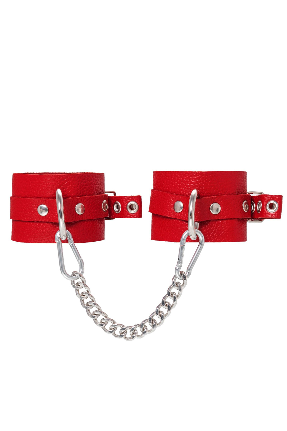 Красные мягкие кожаные оковы с люверсами