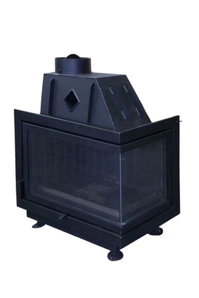 Каминная топка Экокамин Альфа 700 RB два стекла правая черный шамот