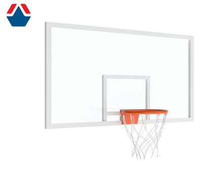 Щит баскетбольный ИГРОВОЙ БЕСКАРКАСНЫЙ 1800х1050 ПОЛИКАРБОНАТ 15 мм цвет разметки БЕЛЫЙ (рама 40х40)