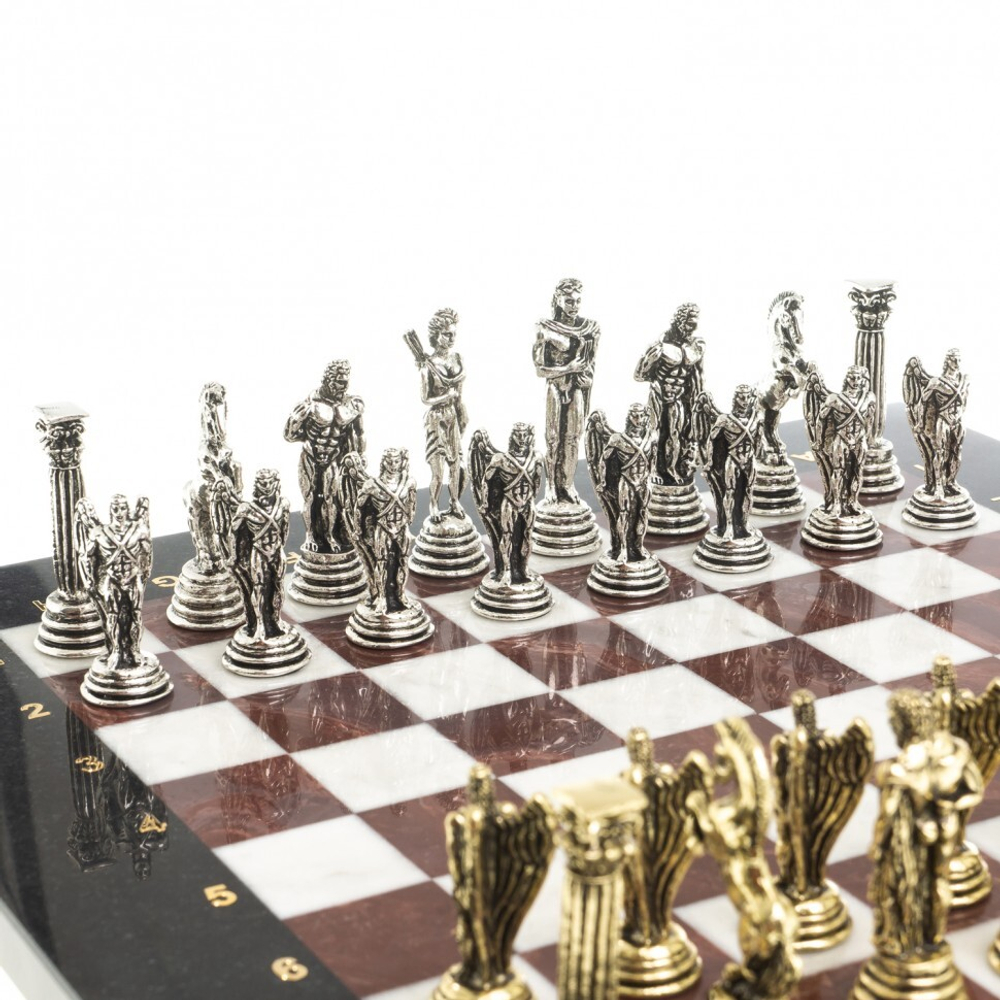 Шахматы "Икар" доска 32х32 см мрамор лемезит G 122679