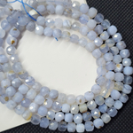 Сапфирин (голубой агат), бусины кубик, ювелирная грань, 5мм, нить 19 см