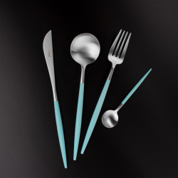 Набор столовых приборов на 6 персон 24 предмета Cutipol Goa matte turquoise в подарочной упаковке