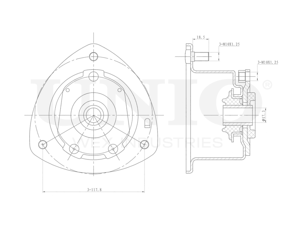 Опора амортизатора передняя UNIO RMP-13034