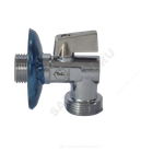 Кран шаровой латунь бытовой хром угловой R614 G1/2"х3/4" Ру10 НР переходной флажок с отражателем Giacomini R614X004