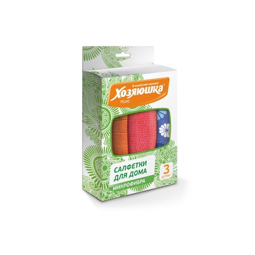 НАБОР САЛФЕТОК "ХОЗЯЮШКА МИЛА" МИКРОФИБРА 220 ГР/М2 20*30 СМ 3 ШТ