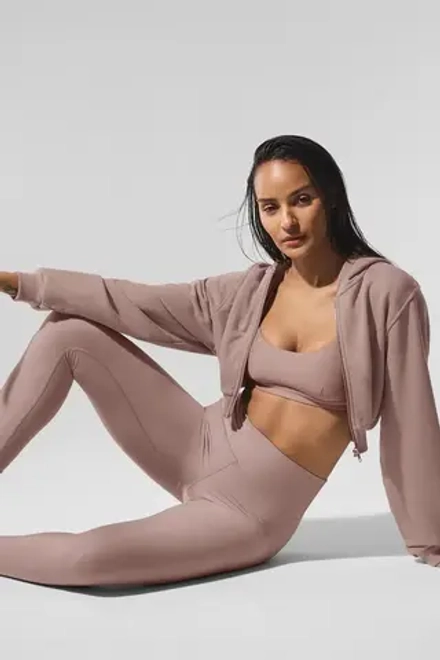 Alo yoga Толстовка с капюшоном на молнии Sweet Escape, серо-коричневый