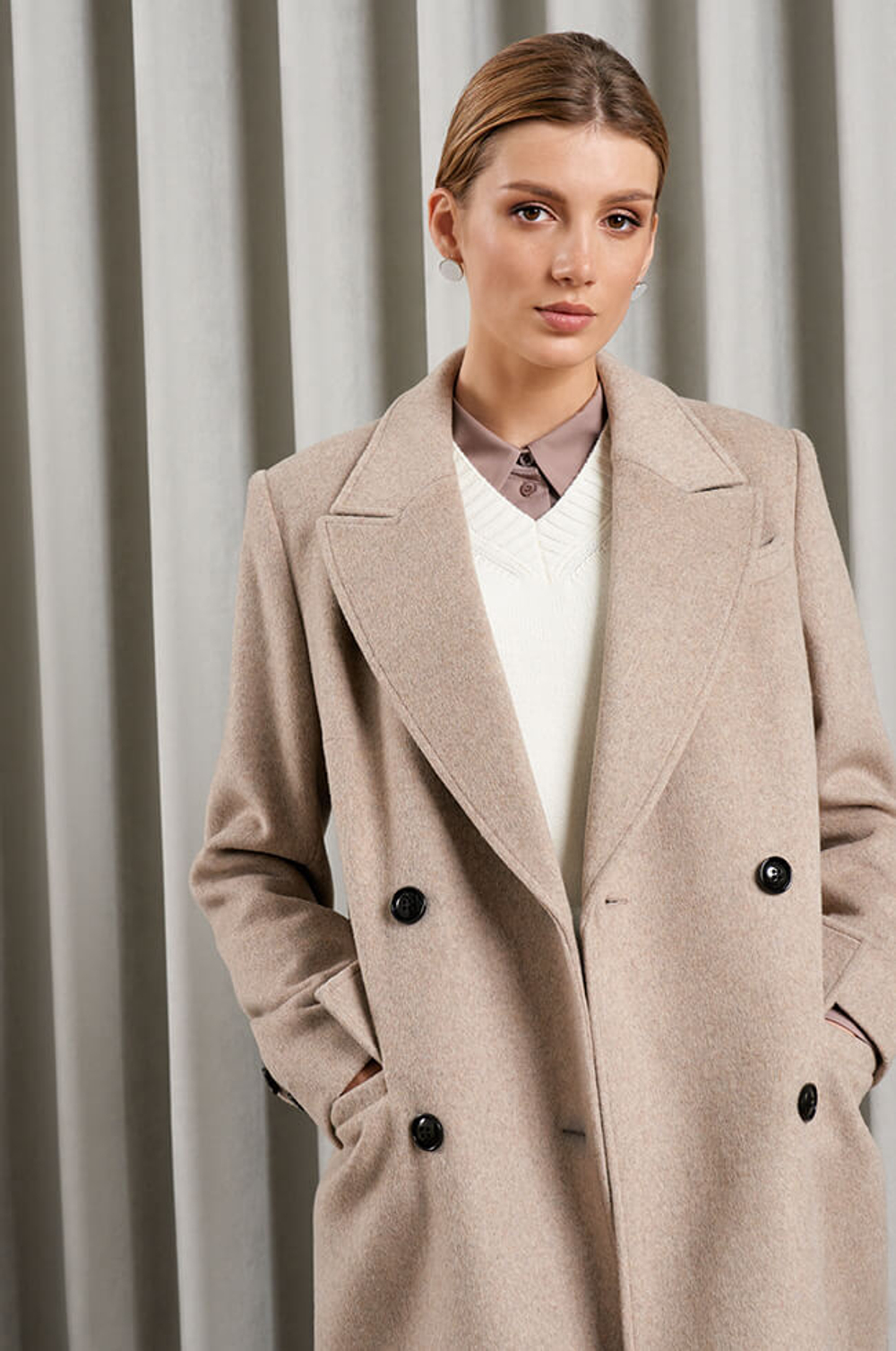 0103 Пальто женское (бежевый)