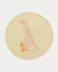 Ковер Milu зеленый хлопок с рисунком гуся Ø 100 см