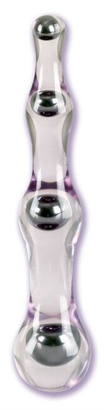 Рельефный анальный стимулятор Juno Basics (Цвет: прозрачный с серебряным)