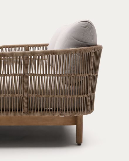 Двухместный шезлонг Catalina из бежевого шнура и массива акации Испания La Forma