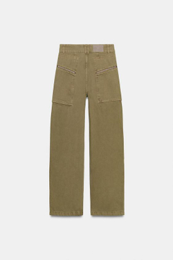 ZARA ДЖИНСЫ Z1975 КАРГО СО СРЕДНЕЙ ПОСАДКОЙ И МОЛНИЯМИ, ХАКИ