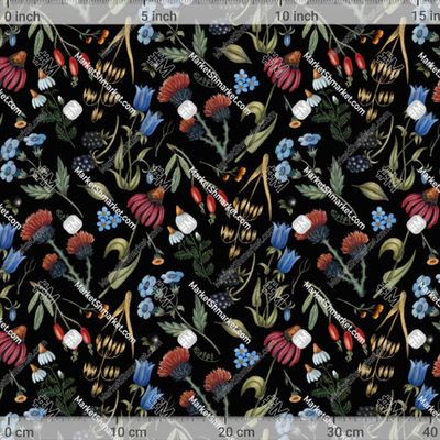 Полевые цветы на черном фоне by g.sm.art 508 DPI