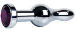 Серебристая каплевидная анальная пробка с фиолетовым кристаллом - 10,5 см. (Цвет: фиолетовый)