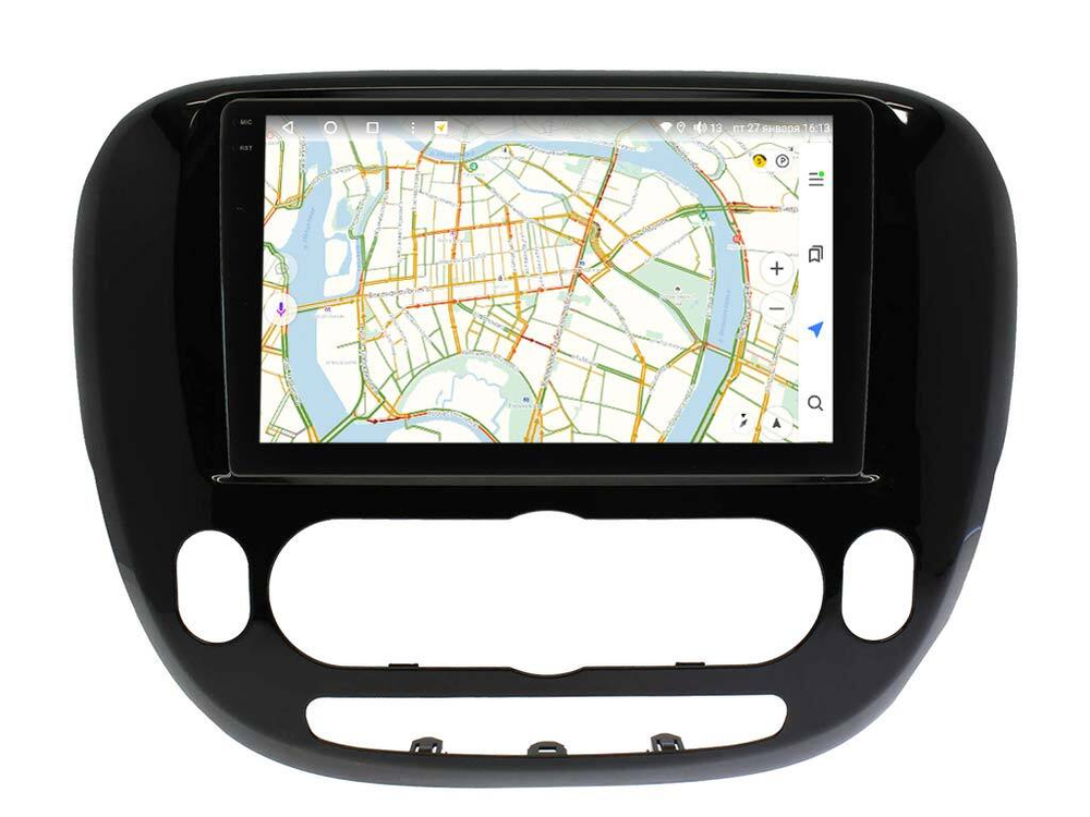 Магнитола для KIA Soul 2014-2019 (кондиционер, рамка матовая) - Vaycar VA27-526M-2K на Android 13, 8-ядер, 2K QLED, ТОП процессор, CarPlay, 4G SIM-слот