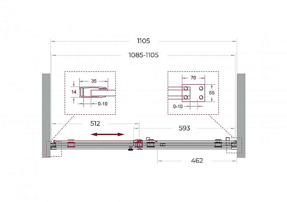 Душевая дверь BelBagno SOFT_CLOSE-2-BF-1-110-C-Cr 110 стекло прозрачное/профиль хром