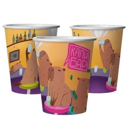 Стаканы бумажные «Капибара с пончиком», 250 мл, 6 шт