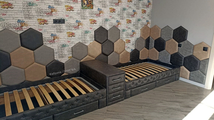 Панель, Дизайн: Шестигранник+кровать (2шт.)+тумба