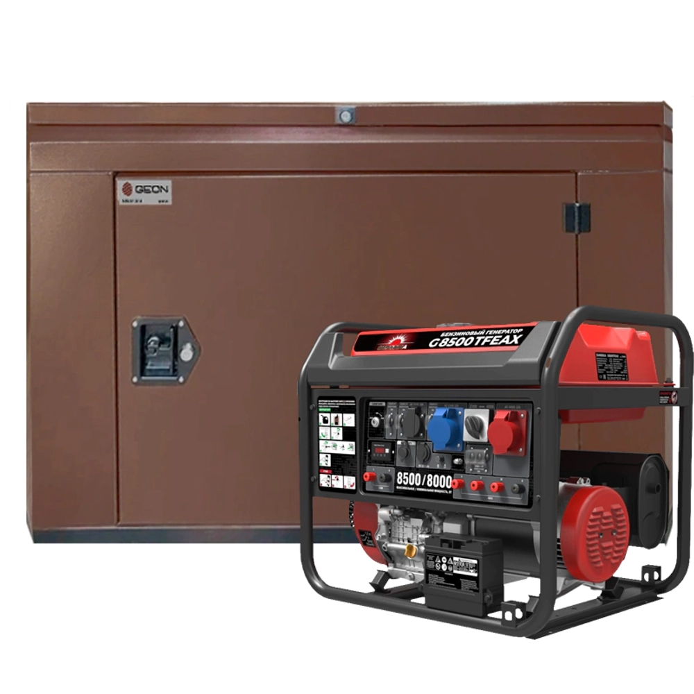 Генератор бензиновый SUNREKA G8500TFEAX с кожухом Geon 1400SS RAL 8017