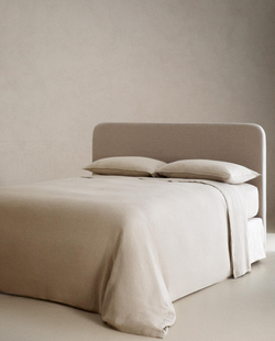 Zara Home - Простыня льняные брюки / 30 см высокий, светло-бежевый, 160х200х30 см