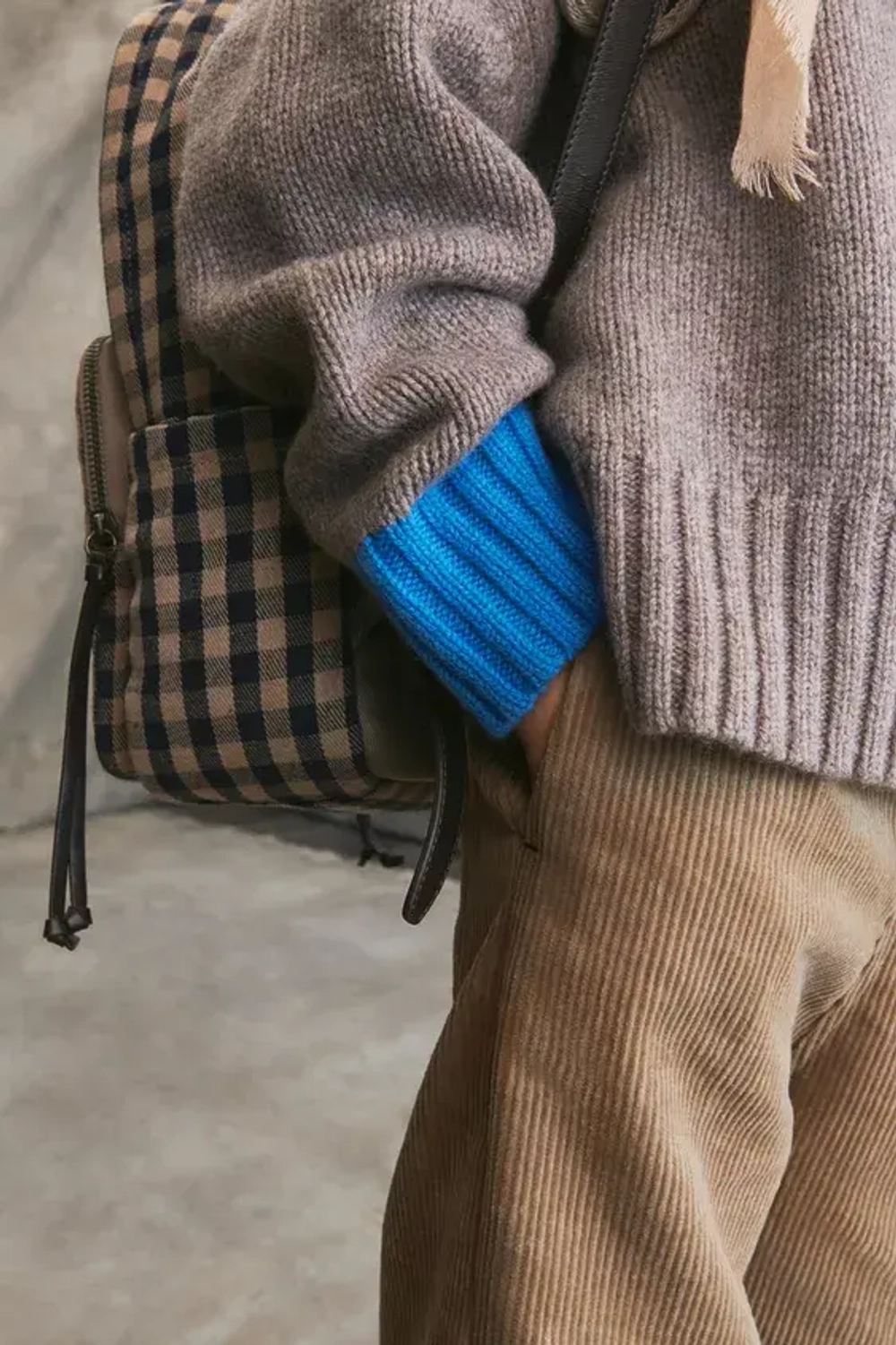 ZARA РЮКЗАК В КЛЕТКУ, ПЕСОЧНЫЙ