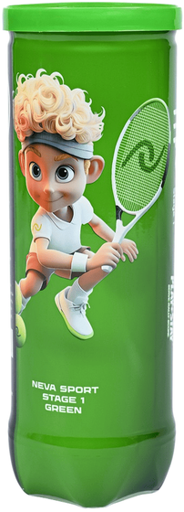 Мячи теннисные Neva Sport Green (3 мяча в банке), арт. 5021001