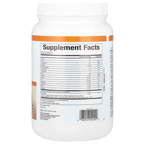 Natural Factors, Whey Factors, 100% натуральный сывороточный белок, без ароматизаторов, 12 унций (340 г)