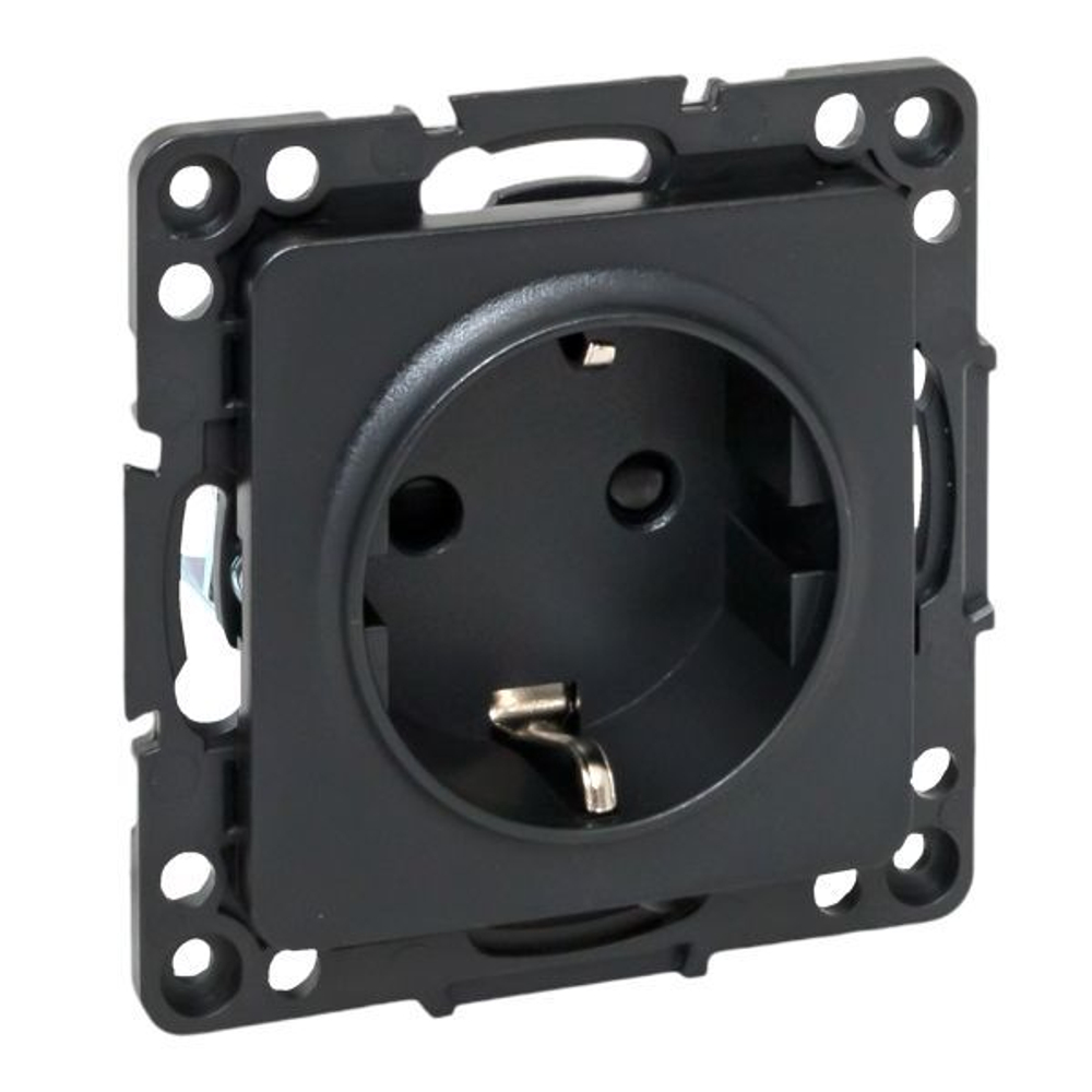 Розетка 1-м СП Стокгольм 16А с заземл. защ. шторки винтов. клеммы механизм черн. PROxima EKF EZR16-028-20
