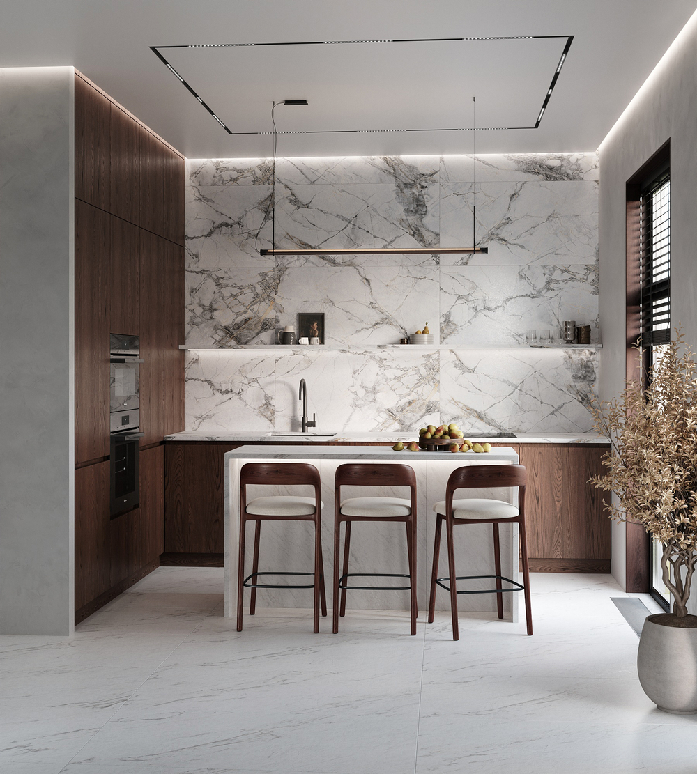 Керамогранит, Arcadia Ceramica, LAZIO BIANCO, 1200x600 мм, матовая с глянцевым эффектом