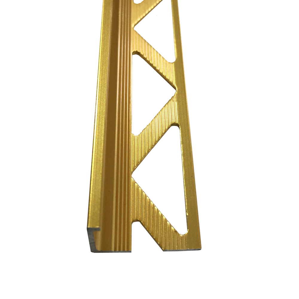 Г - Образный алюминиевый профиль для наружных углов керамической плитки золото глянец 10х2500мм