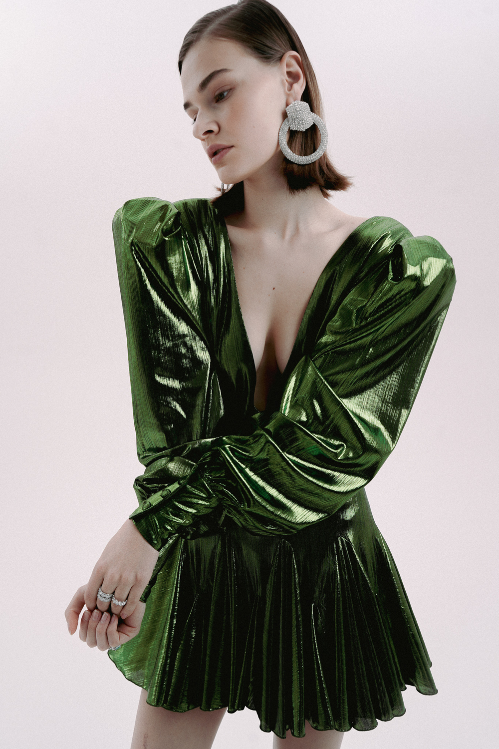 Серьги-люкс, большой круг, россыпь камней