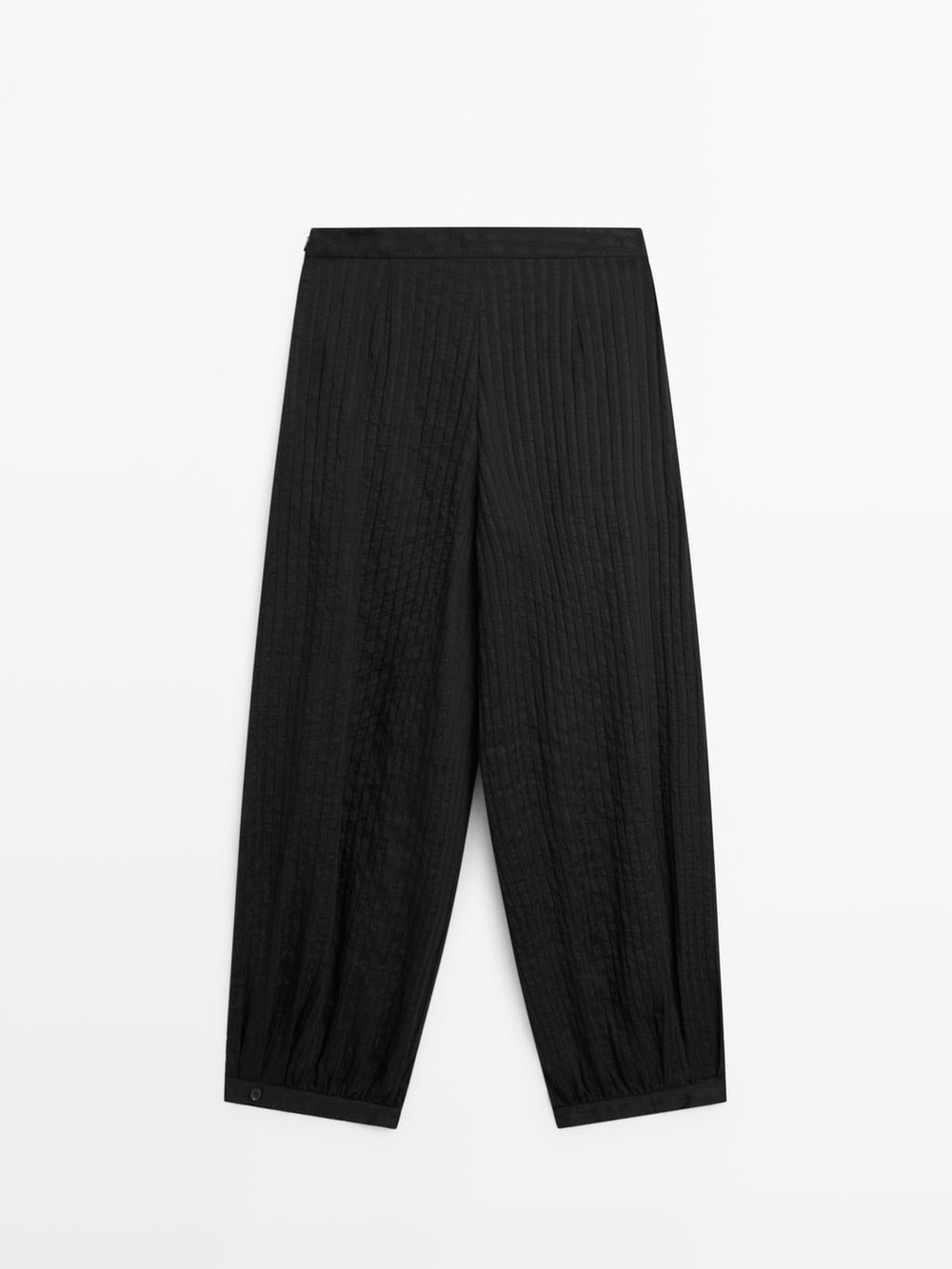 Massimo Dutti Струящиеся брюки-саруэль из льняной смеси, черный