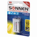 батарейка SONNEN Alkaline Крона (6LR61 6LF22 1604A) алкалиновая 1 шт. блистер (12 штук в упаковке)