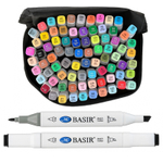 Маркер для скетчинга, двусторонние, Basir, четырёхгранные, 15 мм, спиртовые, 80 шт