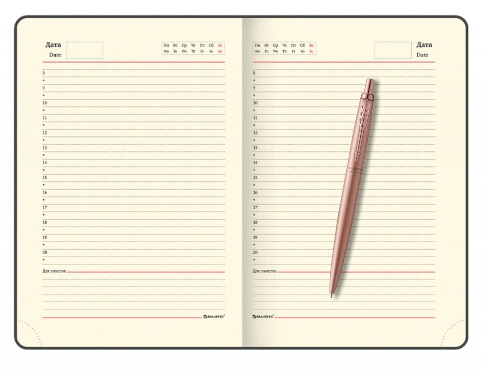 Подарочный набор: Jotter XL SE20 Monochrome в подарочной упаковке, цвет: Pink Gold, стержень Mblue и Ежедневник недатированный А5 чёрный