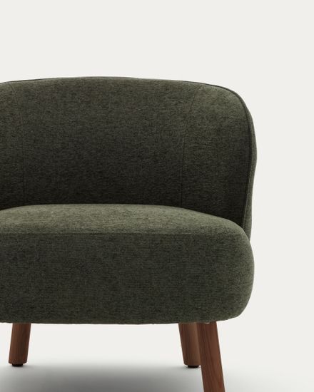 Кресло Ulit из зеленой синели с ножками из ясеня с отделкой под орех