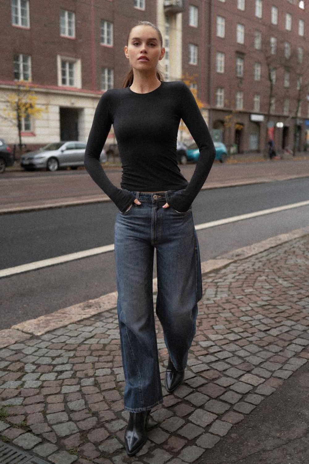 ZARA ФУТБОЛКА С ДЛИННЫМИ РУКАВАМИ, ЧЕРНЫЙ