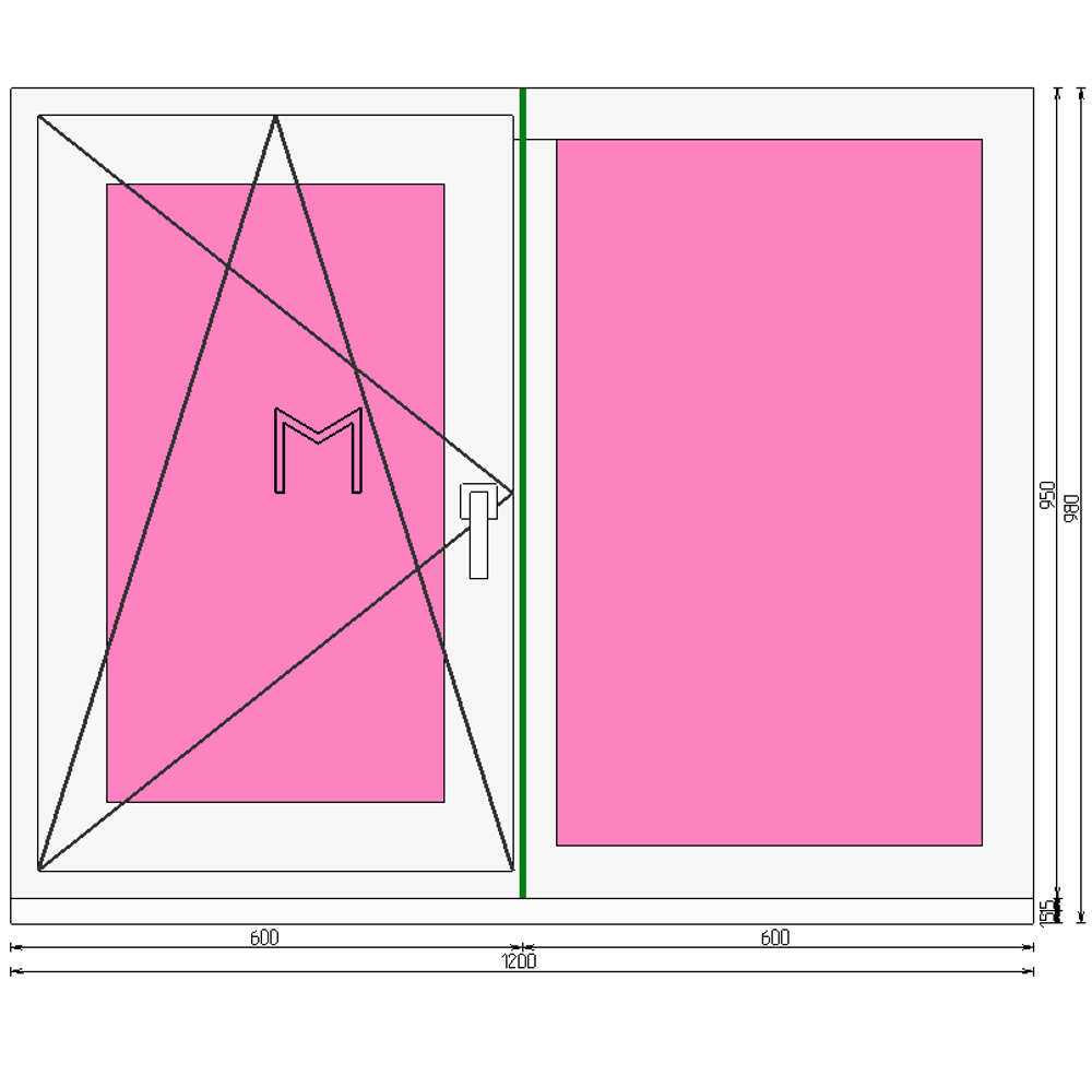 Пластиковое окно 950 х 1200 ТермА Эко + Москитная сетка