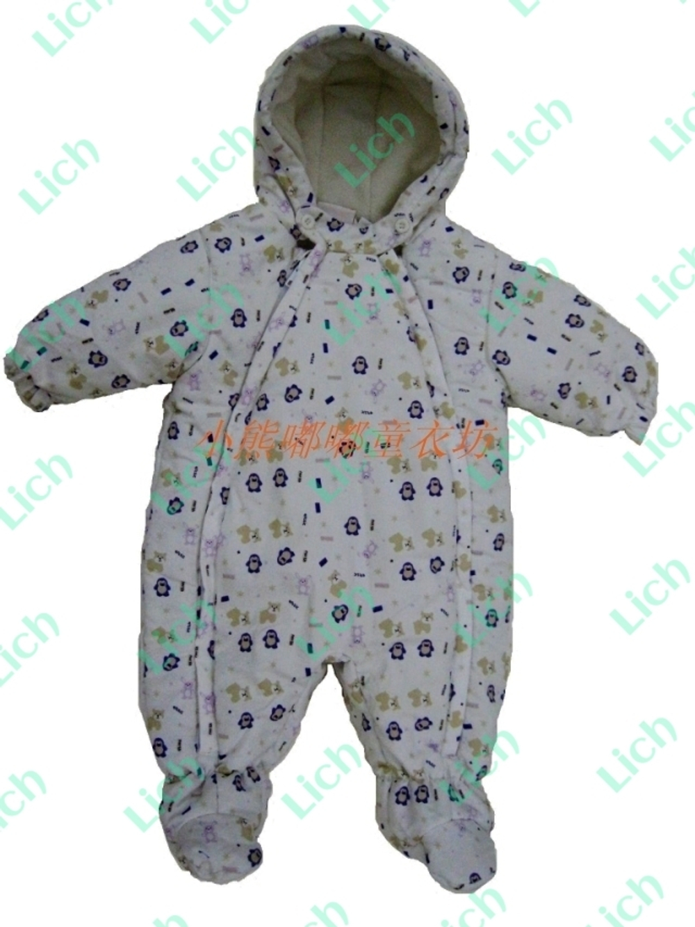 Комбинезон на молнии с носочками и принтом пингвинов