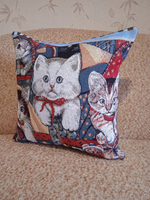 Декоративный гобеленовый чехол для интерьерной подушки Котята 1 38*38