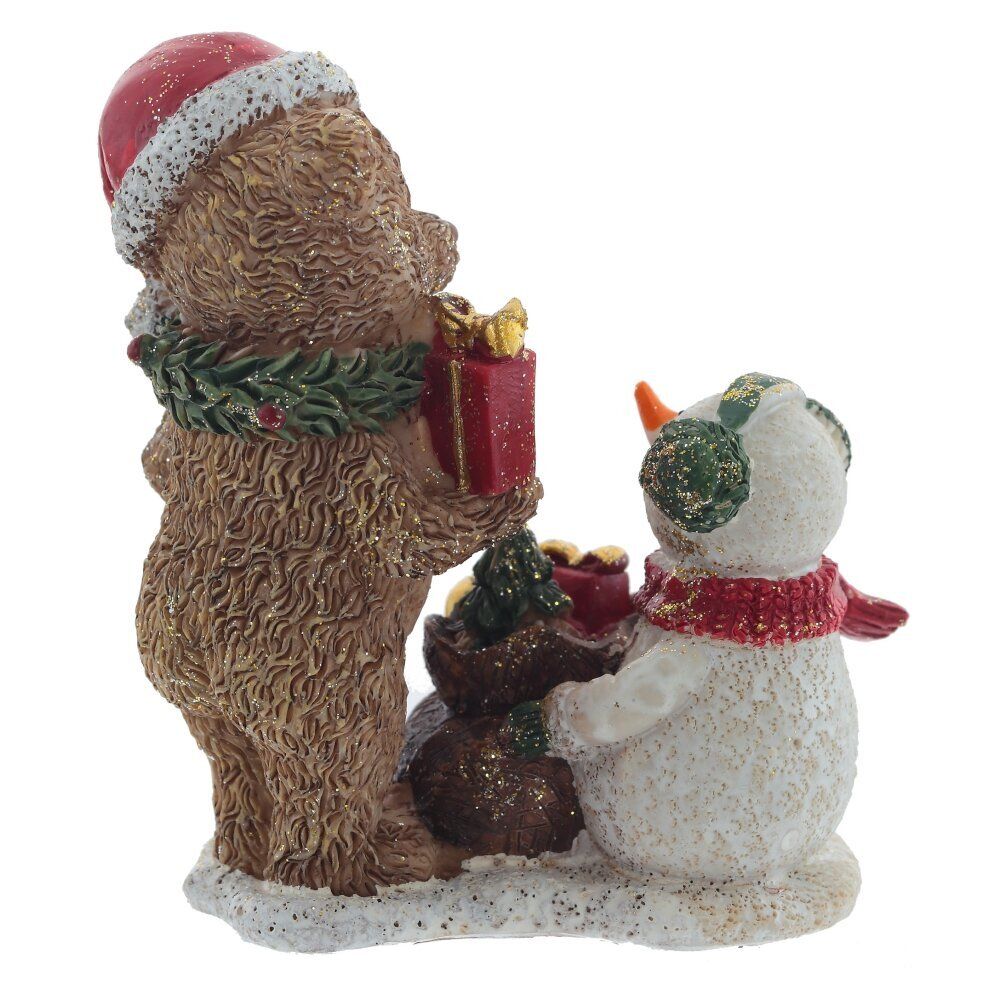 GAEM Фигурка декоративная "Мишка и снеговик", L8 W5 H10 см