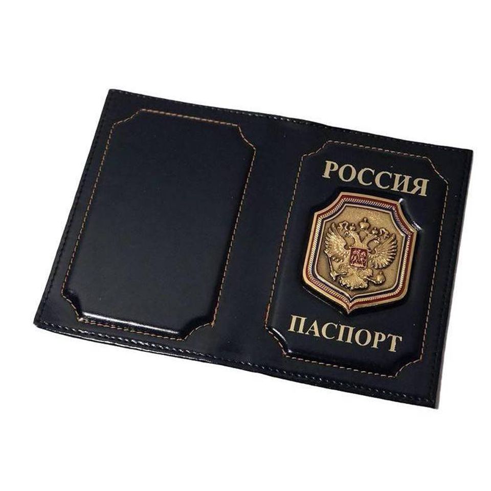 Обложка на паспорт со знаком герб РФ (черный)