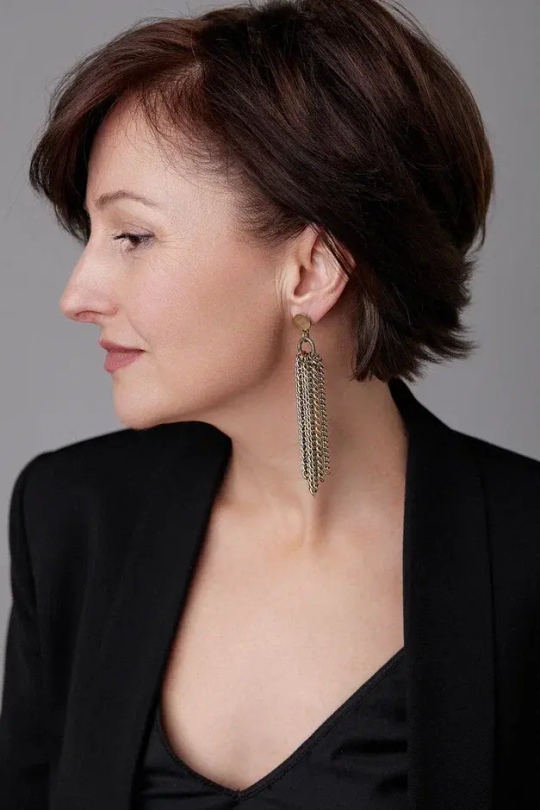 Серьги пусеты с длинными цепочками, оттенок золото антик