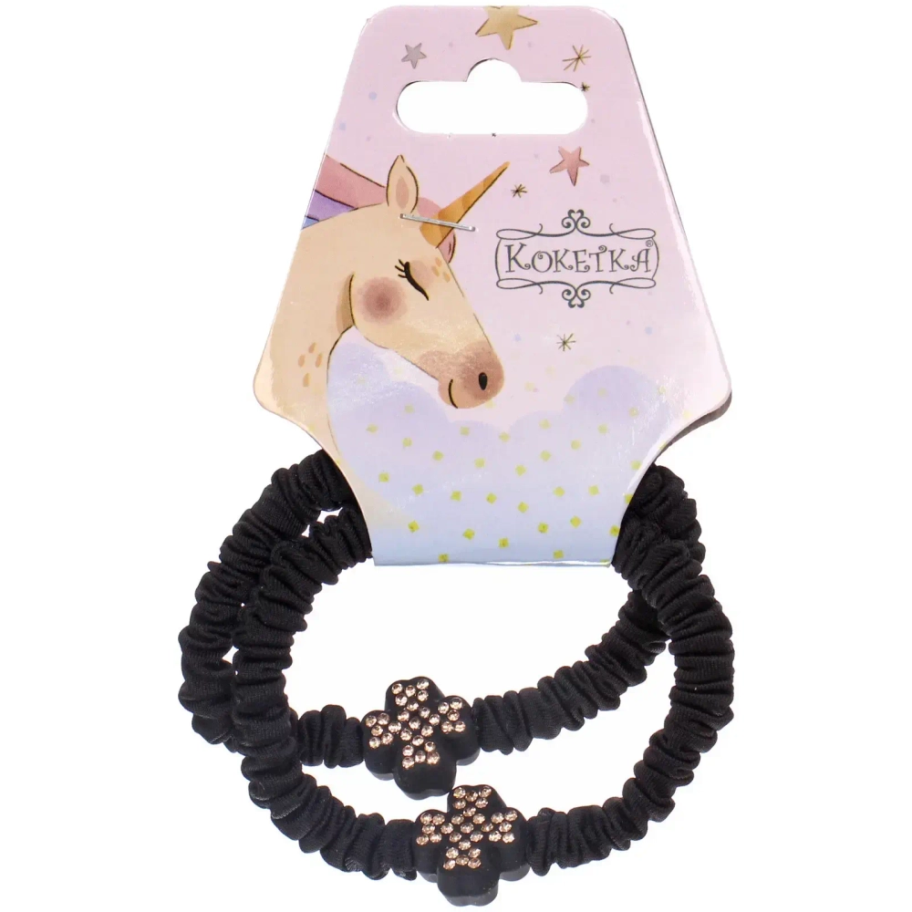 Резинки для волос 2шт «КИРА», клевер, микс 5 цветов, d-5см (подвес Единорог)