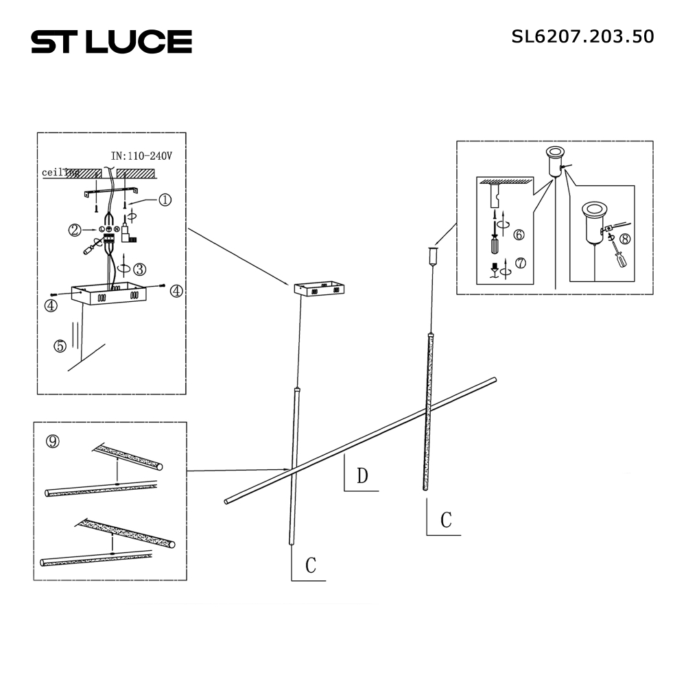 SL6207.203.50 Светильник подвесной ST-Luce Матовое золото LED 1*50W 3000K