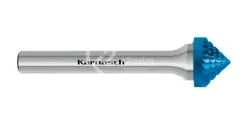 Борфреза твердосплавная Karnasch форма K (зенкер 90°), 3х3х3х38 мм, универсальная насечка HP-3, покрытие Blue-Tec, арт. 11.5111-005